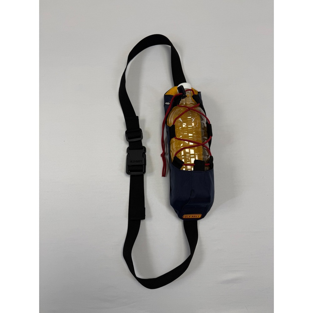 Vintage Old Navy Water Bottle Carrier Bag Navy Blue Adjustable‎ Strap Red Accent